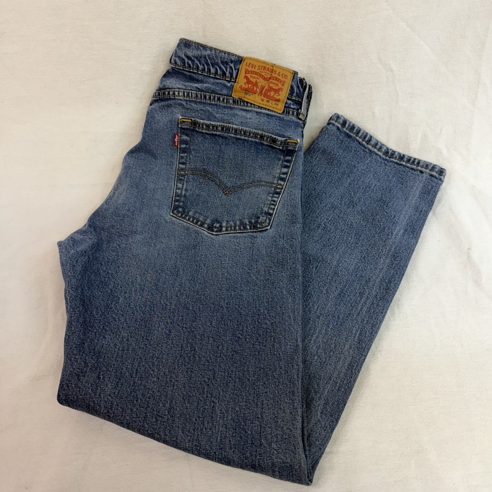 Levi 505 36x32 Regular Fit Medium Blue Wash Men's